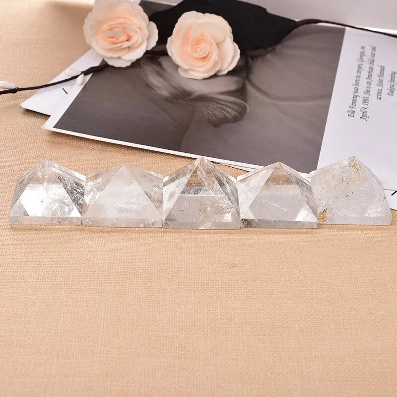 Natural Crystal Clear Quartz Pyramid Healing Stone