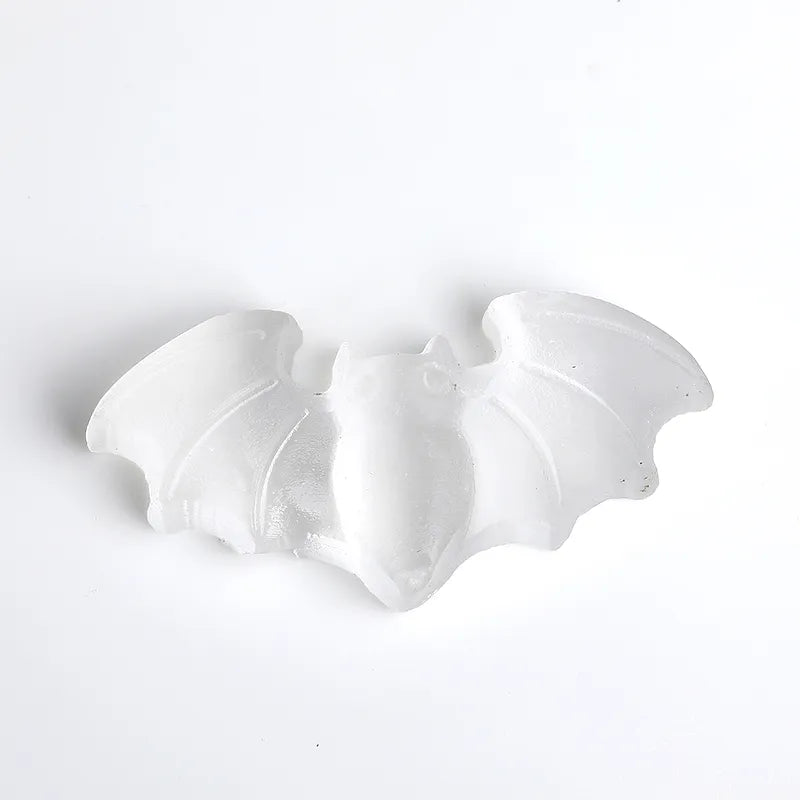 1PC 100% Natural White Selenite Handmade Bat