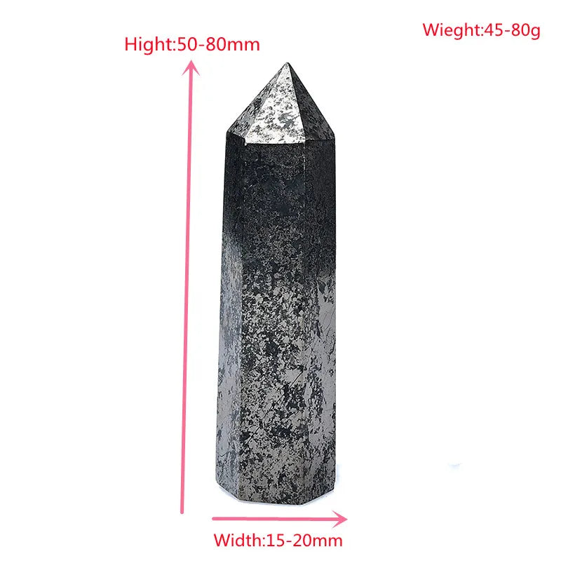 Natural Hematite Crystal Point Healing Stone Obelisk Pyrite Quartz Wand