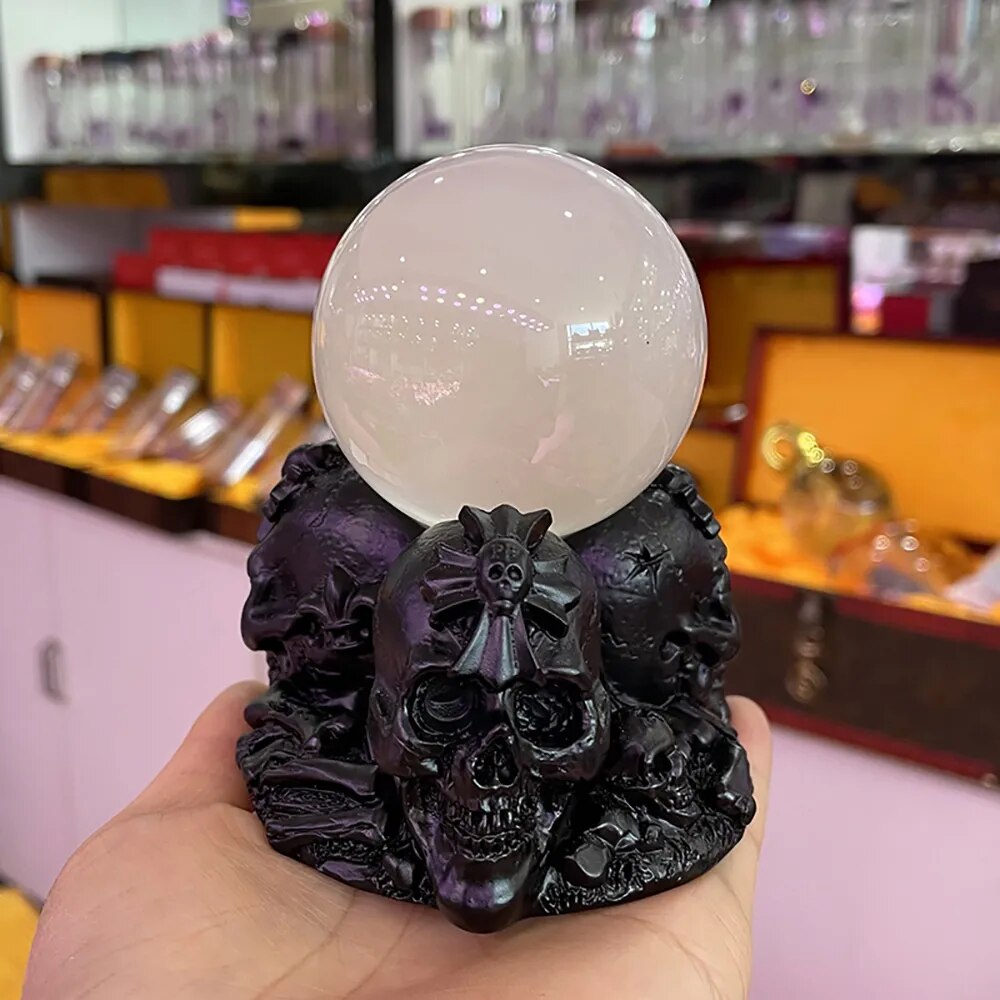 Carved Skull Stand for Crystal Ball Base Holder for 50-100mm Sphere