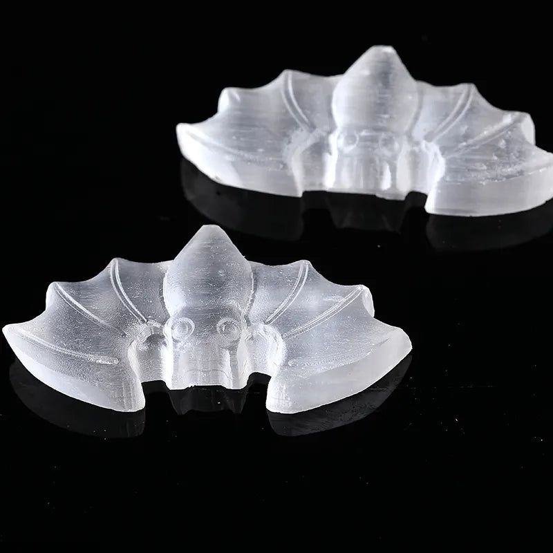 1PC 100% Natural White Selenite Handmade Bat