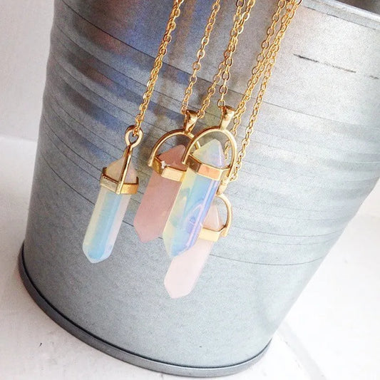 Hexagonal Column Quartz Necklaces Crystal Pendant