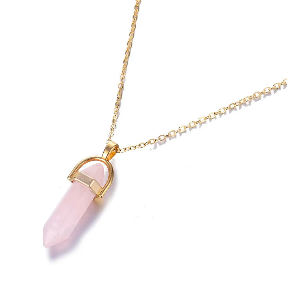 Hexagonal Column Quartz Necklaces Crystal Pendant