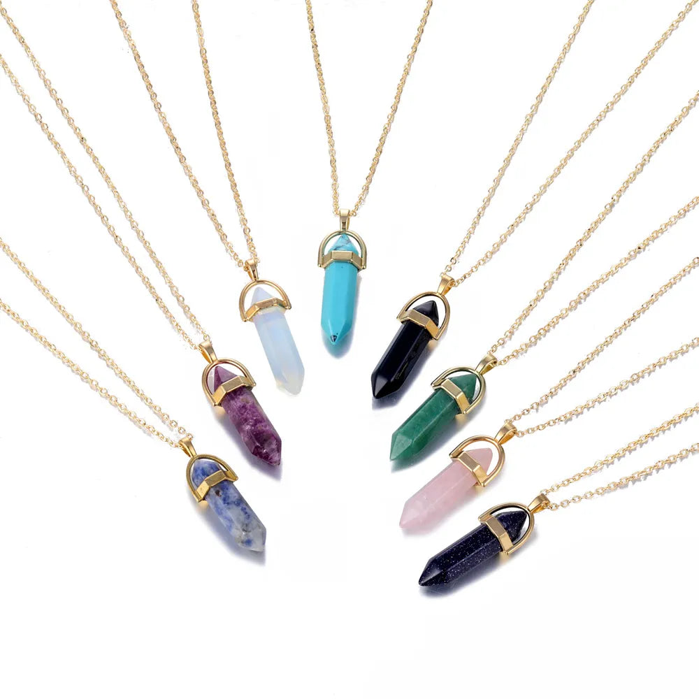 Hexagonal Column Quartz Necklaces Crystal Pendant