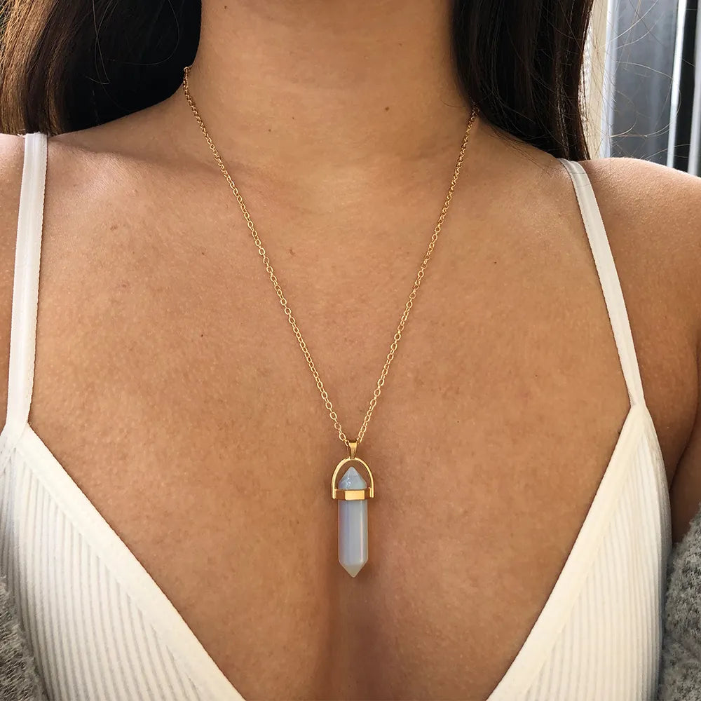 Hexagonal Column Quartz Necklaces Crystal Pendant