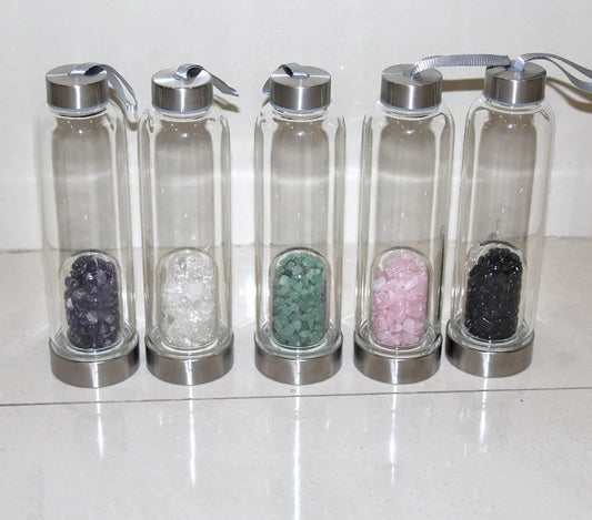 Creative Natural Quartz Crystal Glass Water Bottle Gravel Irregular Stone Cup