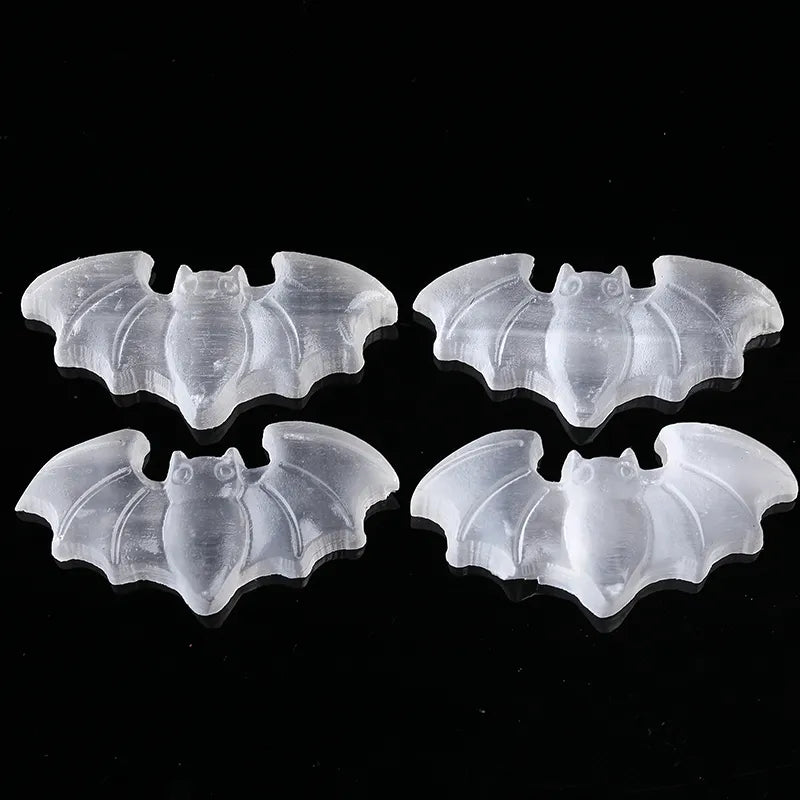 1PC 100% Natural White Selenite Handmade Bat