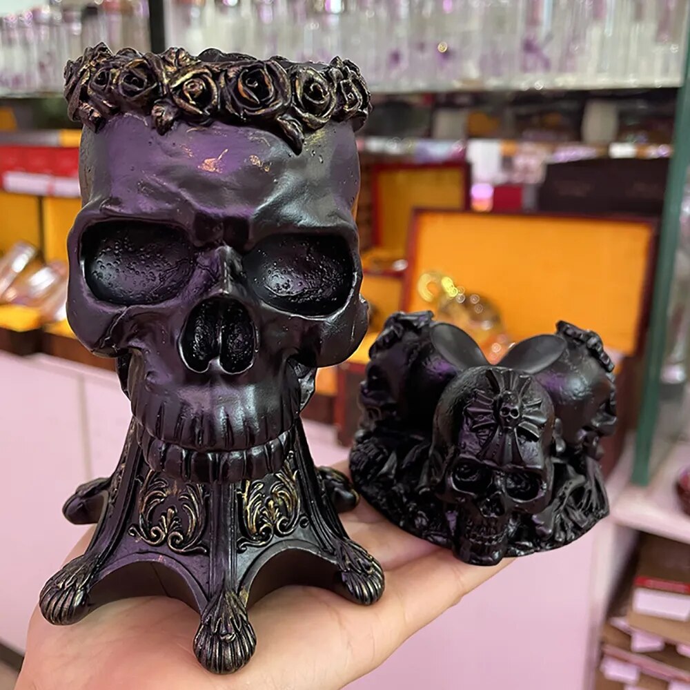 Carved Skull Stand for Crystal Ball Base Holder for 50-100mm Sphere