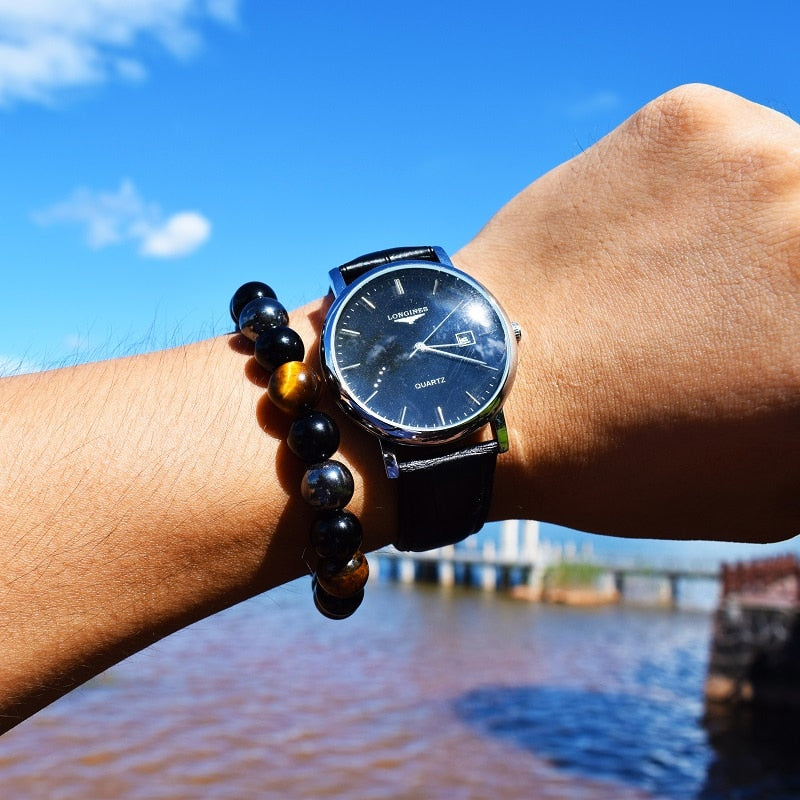 Natural Black Obsidian Hematite Tiger Eye Beads Bracelets for Magnetic Health Protection