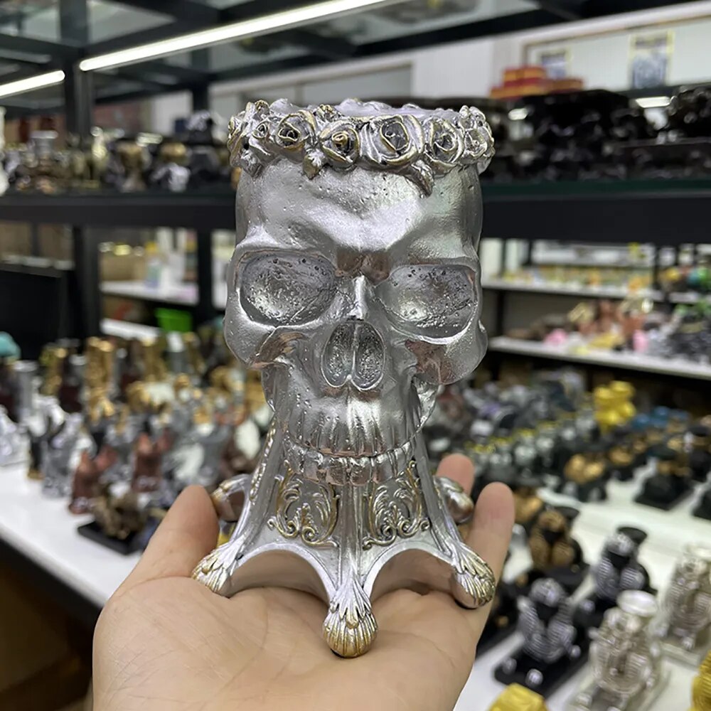 Carved Skull Stand for Crystal Ball Base Holder for 50-100mm Sphere