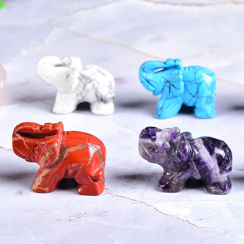 1PC Natural Crystal Rose Quartz Elephant Animal Stone carving