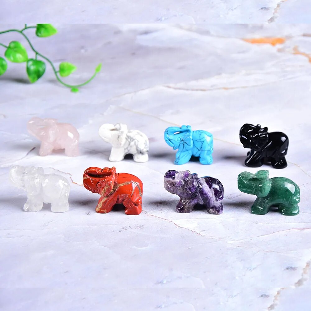 1PC Natural Crystal Rose Quartz Elephant Animal Stone carving