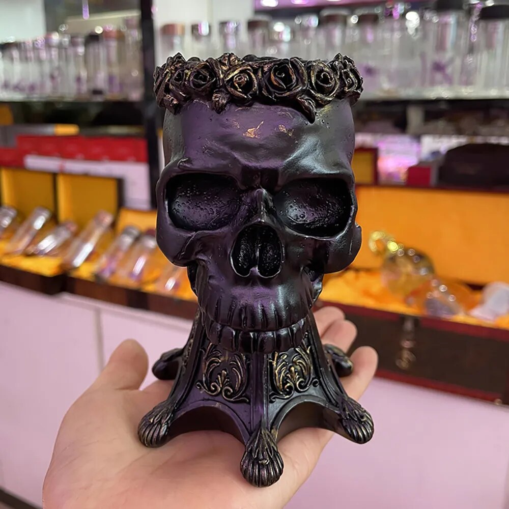 Carved Skull Stand for Crystal Ball Base Holder for 50-100mm Sphere