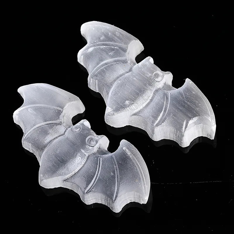 1PC 100% Natural White Selenite Handmade Bat