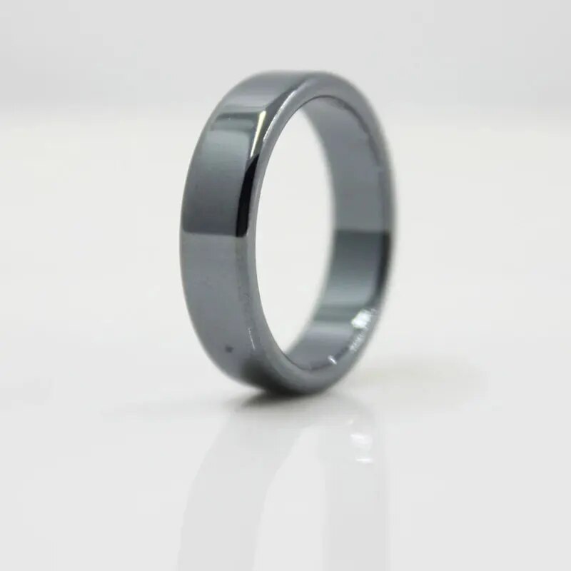 Hematite Ring Natural Stone Flat Arc Plain Non-Magnetic