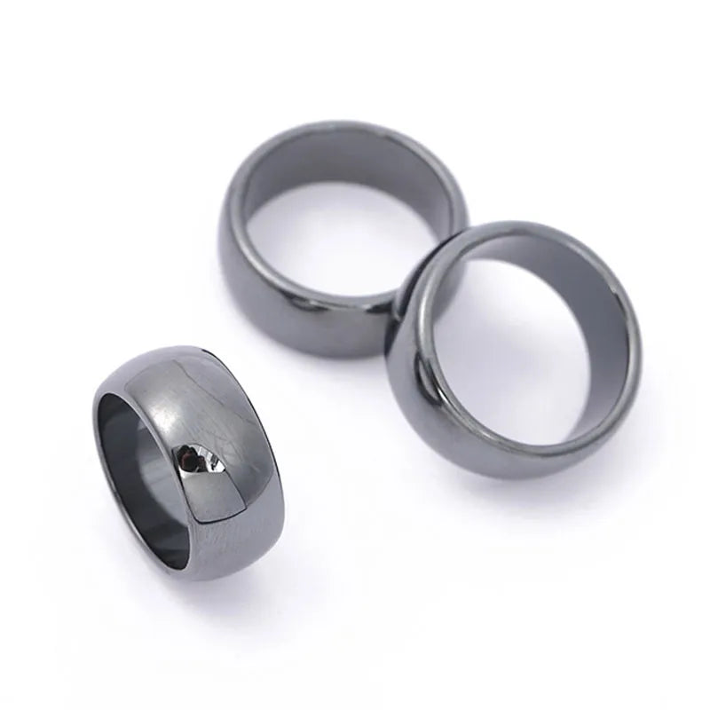 Hematite Ring Natural Stone Flat Arc Plain Non-Magnetic