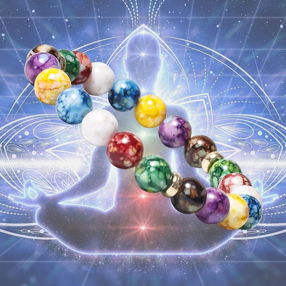 7 Chakra Reiki Healing Stone Bracelet Volcanic Stone