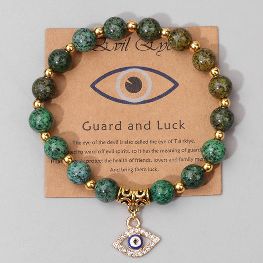 Lucky Evil Eye Pendant Natural Stone with Card Charm Bracelets