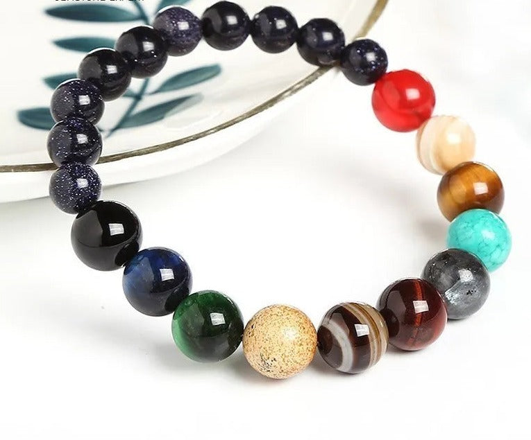 Natural Stone Eight Planet Galaxy Seven Chakra Bracelet