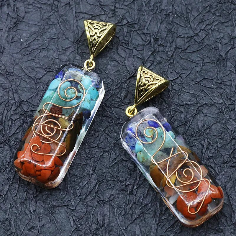 Retro Reiki Healing Chakra Orgone Energy Pendant Necklace