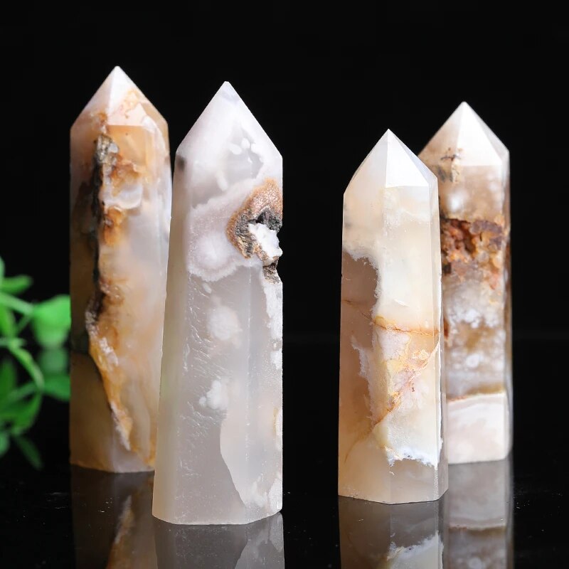 Natural Sakura Agate Tower Healing Crystal Point