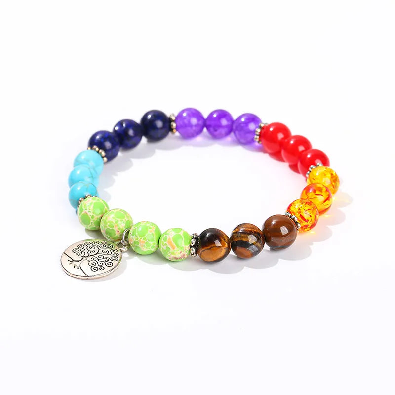 Natural Stone Eight Planet Galaxy Seven Chakra Bracelet