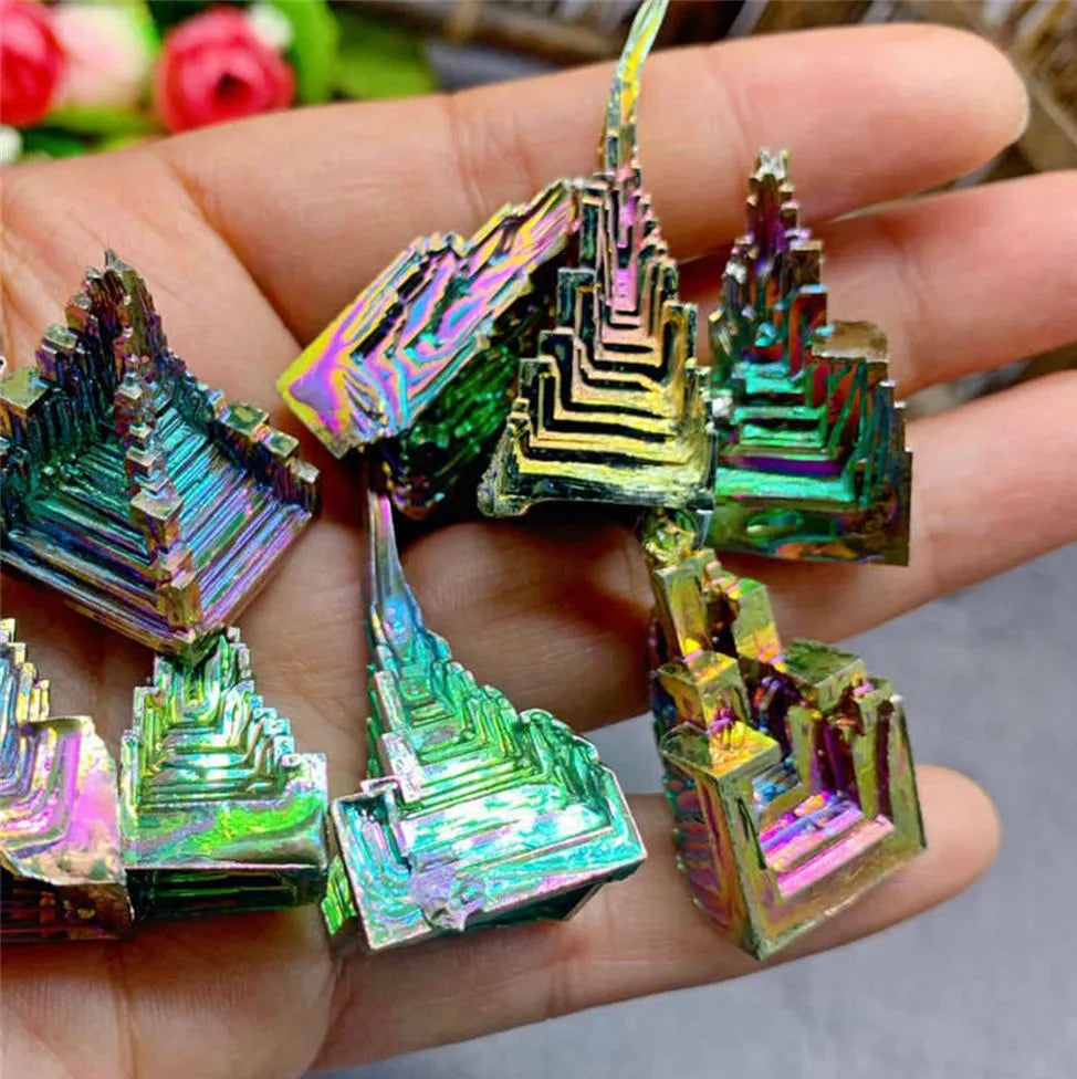 Natural Bismuth Tower Metal Mineral Pyramid Stones