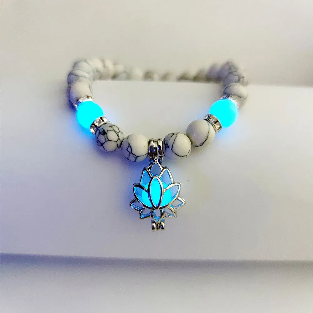 Luminous Glow In The Dark Bracelet Lotus Charm