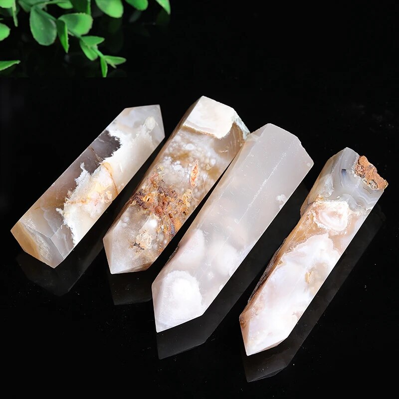 Natural Sakura Agate Tower Healing Crystal Point