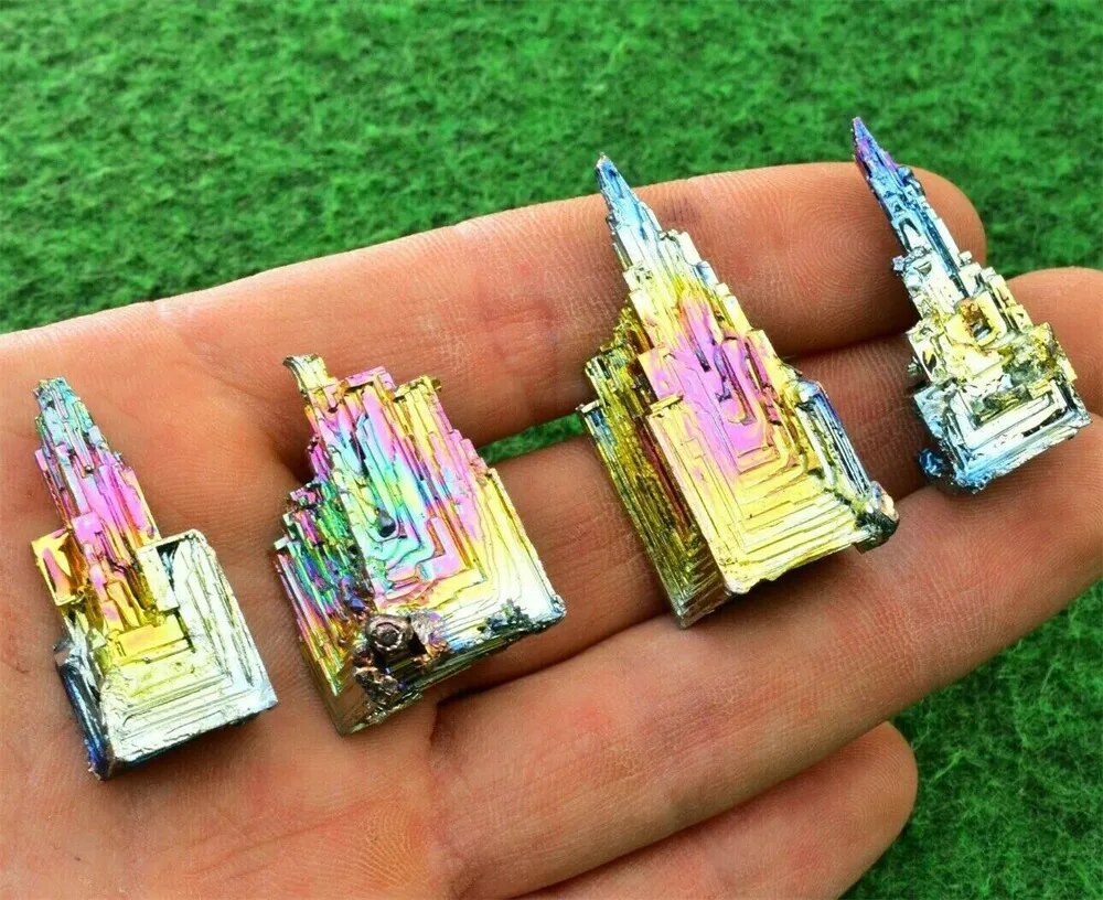 Natural Bismuth Tower Metal Mineral Pyramid Stones