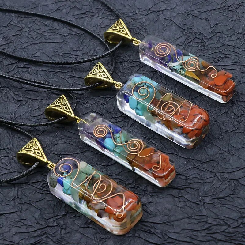 Retro Reiki Healing Chakra Orgone Energy Pendant Necklace