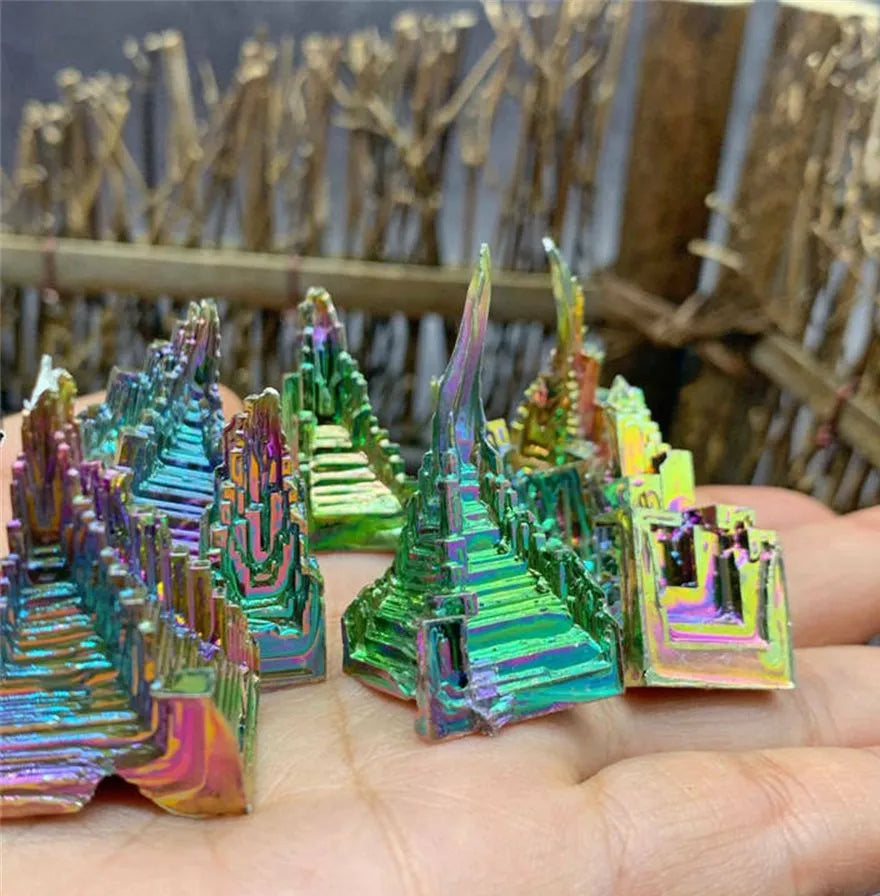 Natural Bismuth Tower Metal Mineral Pyramid Stones