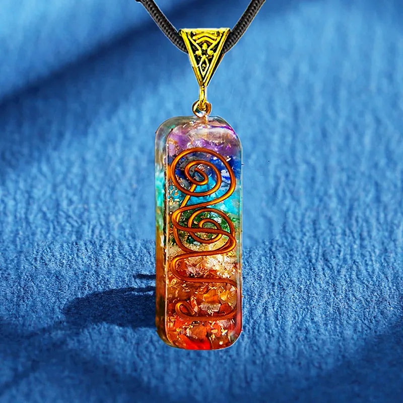 Retro Reiki Healing Chakra Orgone Energy Pendant Necklace