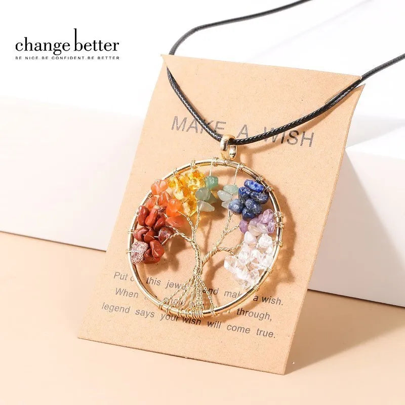 7 Chakras Tree Of Life Pendant Necklace