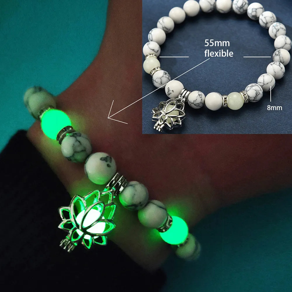 Luminous Glow In The Dark Bracelet Lotus Charm