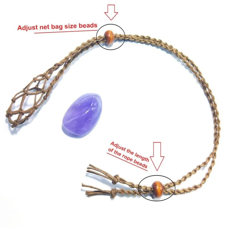 3pc Adjustable Necklace Cord Empty Meditation Stone Holder Wax Rope Necklace