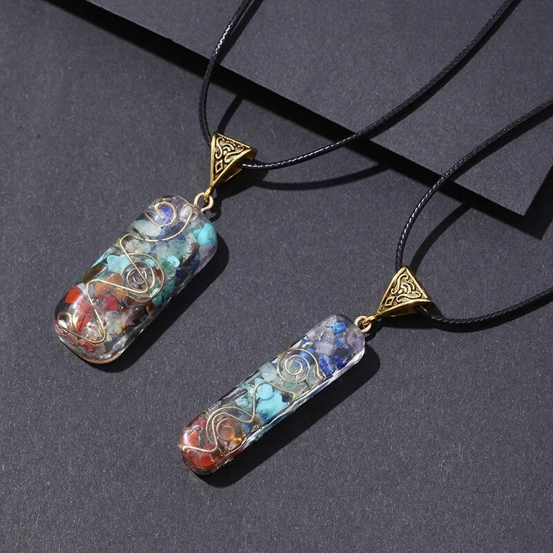 Retro Reiki Healing Chakra Orgone Energy Pendant Necklace