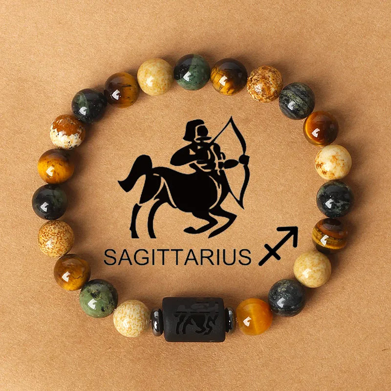 12 Zodiac Signs Constellation Charm Crystal Stone Bracelet