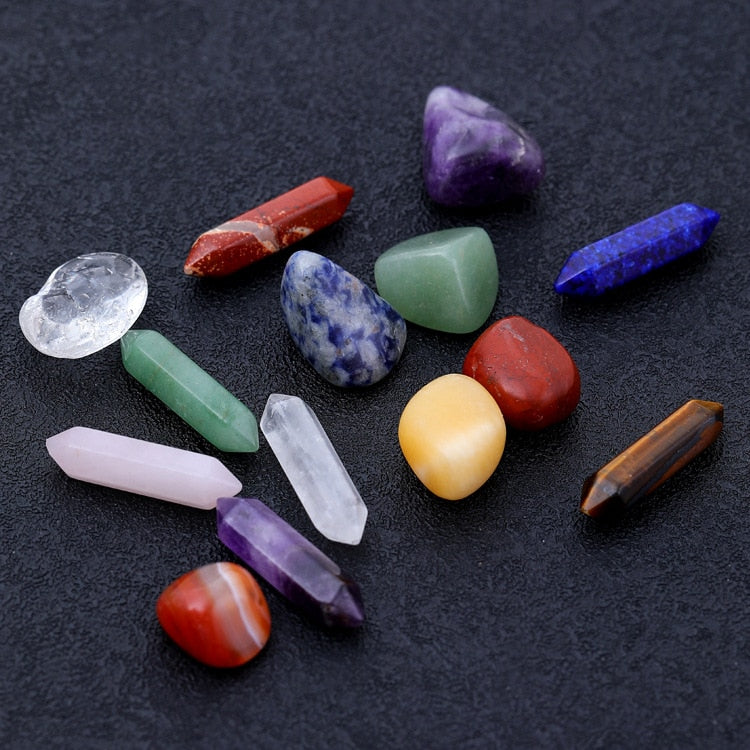 14pcs Pointed Quartz Crystal Healing Stones Sets