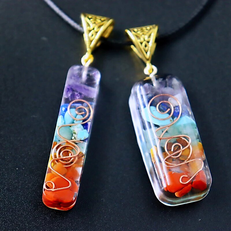 Retro Reiki Healing Chakra Orgone Energy Pendant Necklace