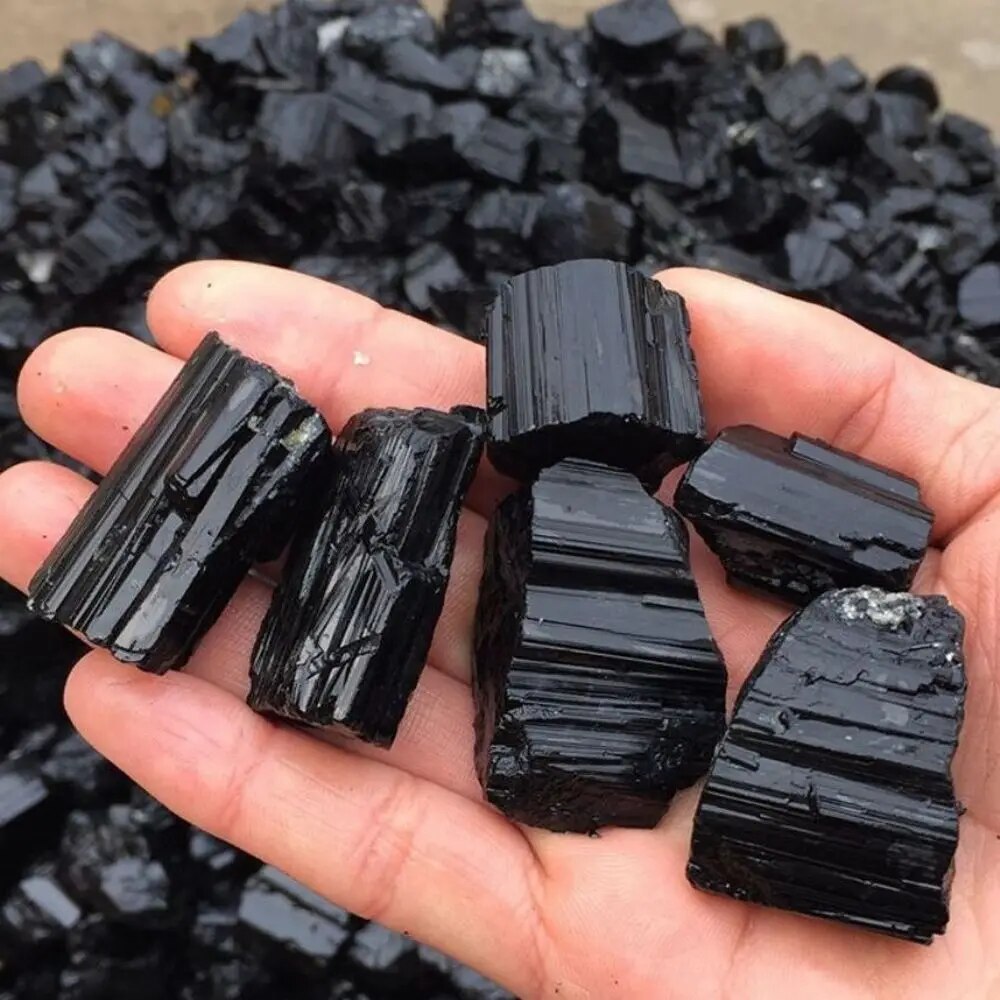 10-1000g Natural Black Tourmaline Gravel Raw Gemstone Mineral