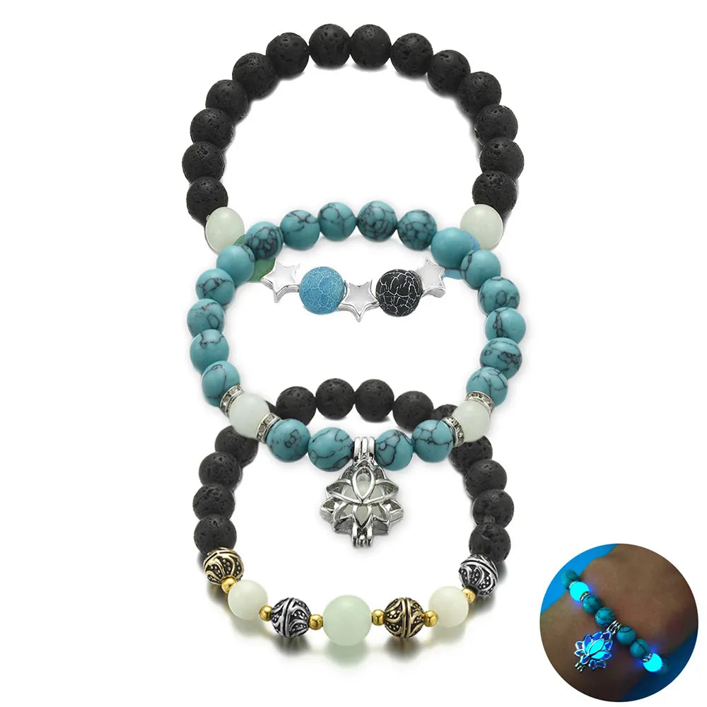 Luminous Glow In The Dark Bracelet Lotus Charm