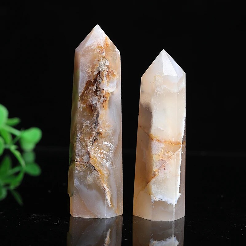 Natural Sakura Agate Tower Healing Crystal Point