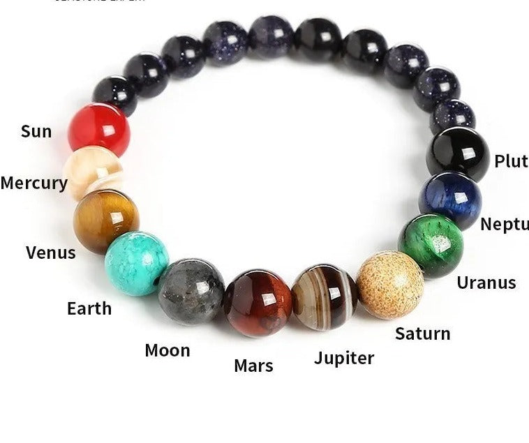 Natural Stone Eight Planet Galaxy Seven Chakra Bracelet