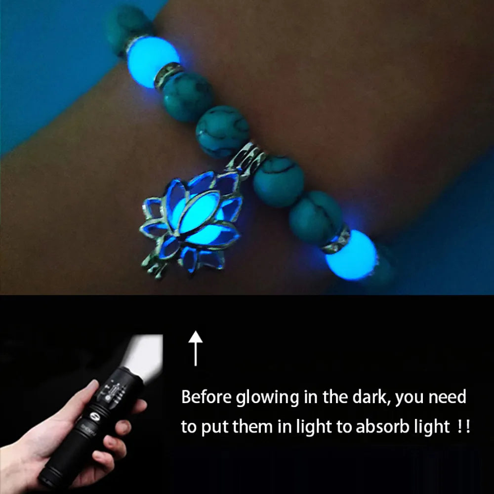 Luminous Glow In The Dark Bracelet Lotus Charm