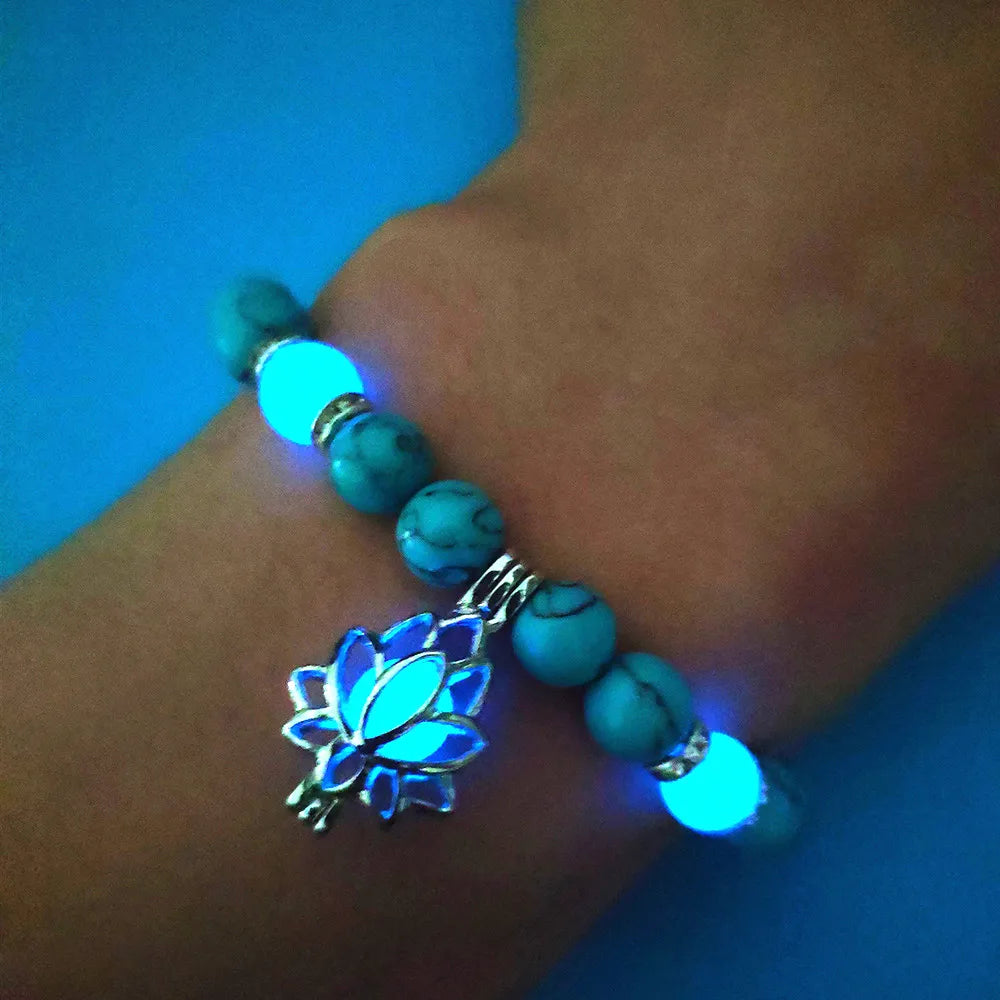 Luminous Glow In The Dark Bracelet Lotus Charm